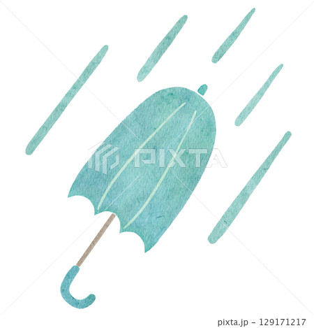 水彩で描いた雨のイラスト 129171217
