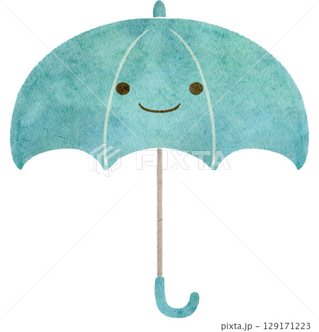 水彩で描いた雨の顔入りのイラスト 129171223