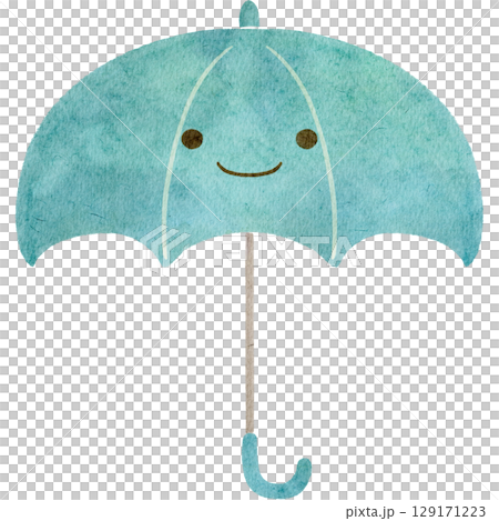 水彩で描いた雨の顔入りのイラスト 129171223