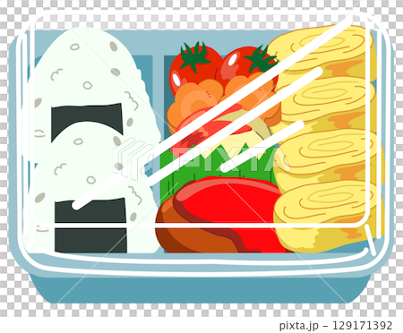kawaii style japanese bento box in clean food packaging kawaii style japanese bento box in clean food packaging 129171392