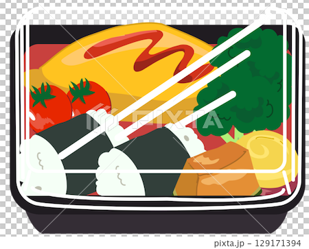 kawaii style japanese bento box in clean food packaging kawaii style japanese bento box in clean food packaging 129171394