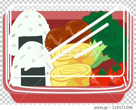 kawaii style japanese bento box in clean food packaging kawaii style japanese bento box in clean food packaging 129171396