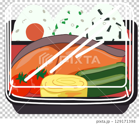 kawaii style japanese bento box in clean food packaging 129171398