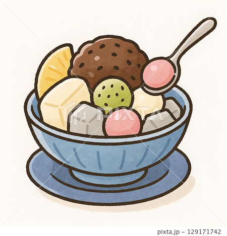 涼しげで旨そうなあんみつのイラスト 涼しげで旨そうなあんみつのイラスト 129171742