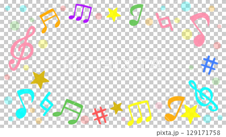 可愛音符的彩色插圖 129171758