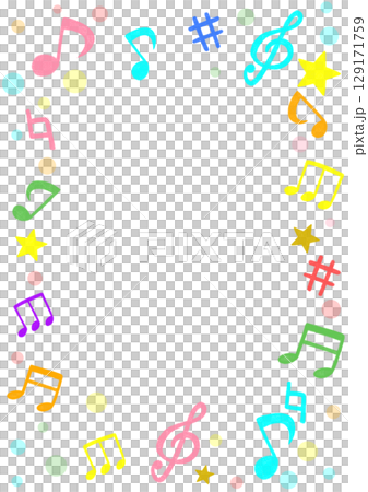可愛音符的彩色插圖 129171759