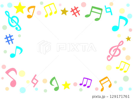 かわいい音符のカラフルイラスト かわいい音符のカラフルイラスト 129171761