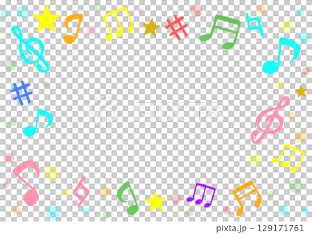 かわいい音符のカラフルイラスト かわいい音符のカラフルイラスト 129171761