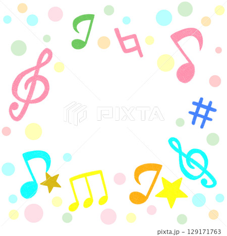 かわいい音符のカラフルイラスト かわいい音符のカラフルイラスト 129171763