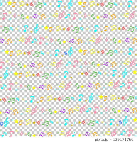 可愛音符的彩色插圖 129171766