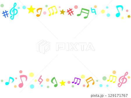 かわいい音符のカラフルイラスト かわいい音符のカラフルイラスト 129171767