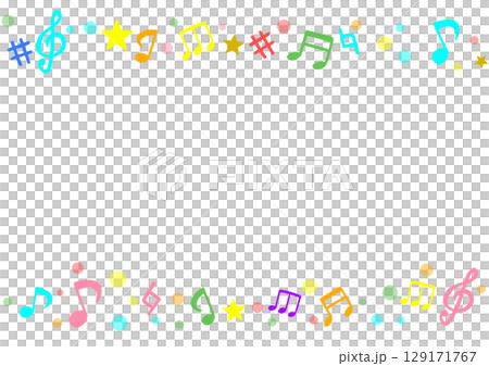 かわいい音符のカラフルイラスト かわいい音符のカラフルイラスト 129171767