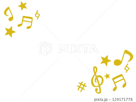 かわいい音符のカラフルイラスト 129171778