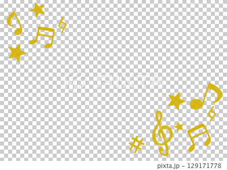 かわいい音符のカラフルイラスト 129171778