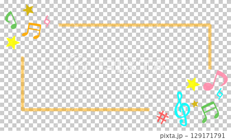 かわいい音符のカラフルイラスト 129171791