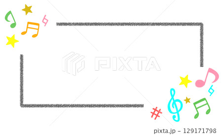 かわいい音符のカラフルイラスト 129171798