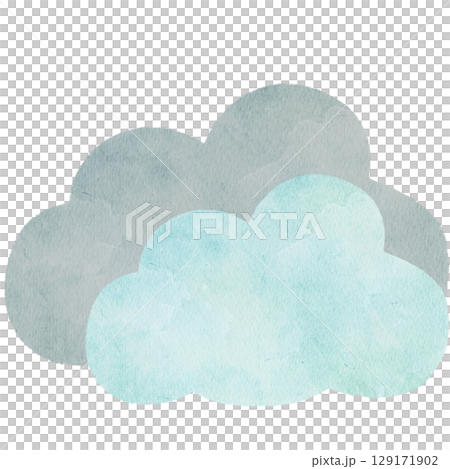 多雲的天空的水彩插圖 129171902