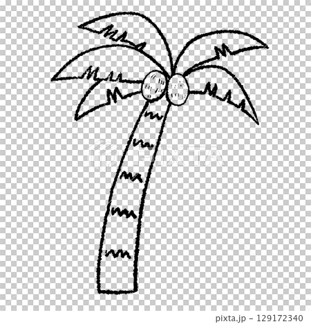 簡單的棕櫚樹線描插圖 129172340