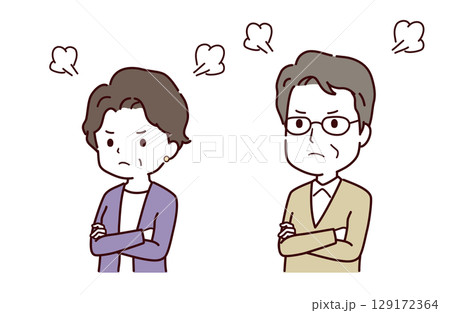 怒っているシニア夫婦のイラスト素材 129172364