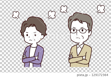 怒っているシニア夫婦のイラスト素材 129172364