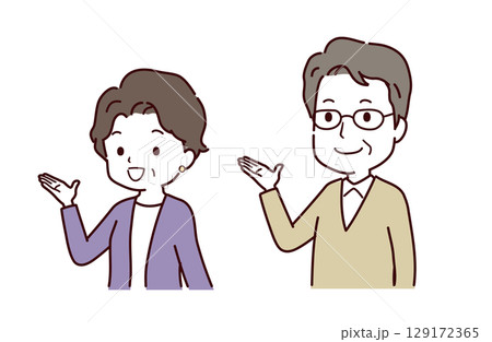案内するシニア夫婦のイラスト素材 案内するシニア夫婦のイラスト素材 129172365