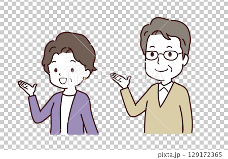 Illustration material of a senior couple guiding 129172365