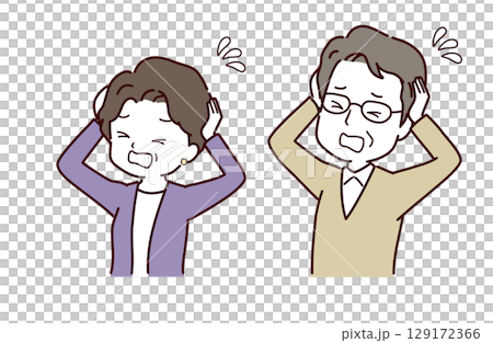 Illustration material of a panicked senior couple 129172366