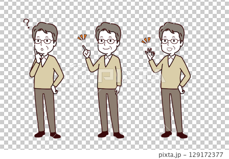 Illustration material of seniors in various poses 129172377