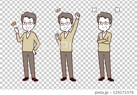 Illustration material of seniors in various poses 129172378