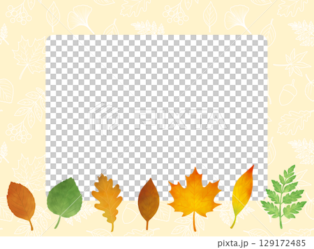 カラフルな葉っぱのフレーム　D-3 129172485