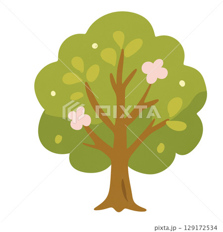 flat vector icon of tree with green leaves 129172534