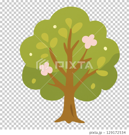 flat vector icon of tree with green leaves 129172534