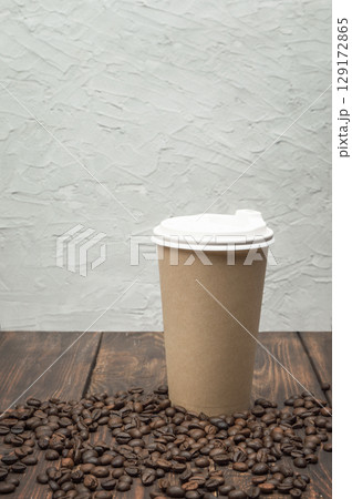 white coffee cup on the table 129172865