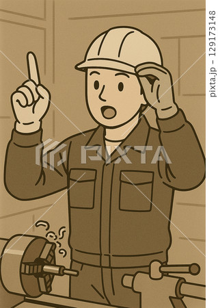 工場の点検作業をする作業員 129173148
