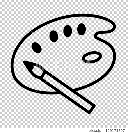 筆とパレットのアイコン。 筆とパレットのアイコン。 129173897