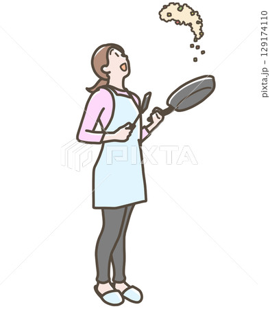 料理をする女性のイラスト 料理をする女性のイラスト 129174110