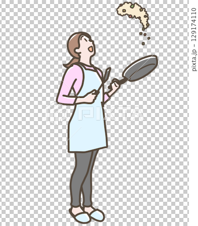 婦女烹調的例證 129174110