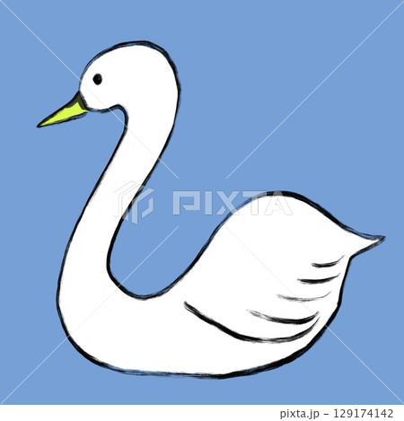 かわいい白鳥のイラスト-高解像度JPG かわいい白鳥のイラスト-高解像度JPG 129174142