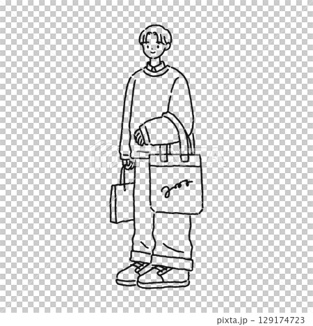 Simple and stylish line drawing of a person Simple and stylish line drawing of a person 129174723