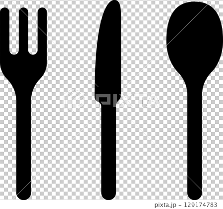 Knife, fork and spoon cutlery set 129174783