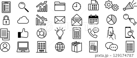 ビジネス向けアイコンセット白黒 129174787