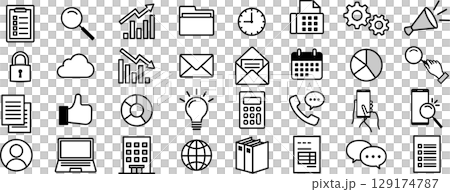 ビジネス向けアイコンセット白黒 129174787