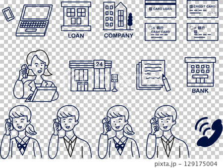 簡單的金錢和商業圖標集 129175004