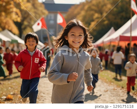 運動会を楽しむ子供達 運動会を楽しむ子供達 129175118