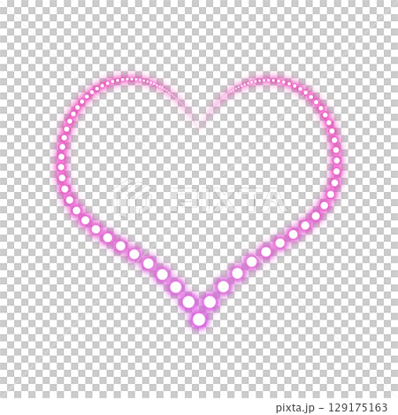 Pink glowing heart-shaped neon sign (transparent background) 129175163