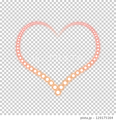 Orange glowing heart-shaped neon sign (transparent background) 129175164