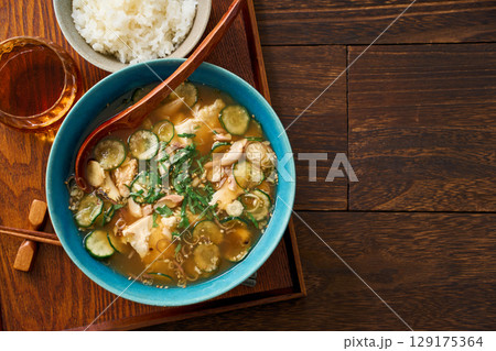 冷や汁とご飯の和風夏ごはん|宮崎県の郷土料理 冷や汁とご飯の和風夏ごはん|宮崎県の郷土料理 129175364