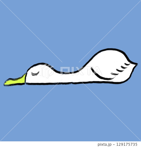 アヒルのゆるキャライラスト-高解像度JPG 129175735