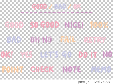 Handwritten English phrase set including OK, YES, NO, etc., soft type | Women's color 129176095