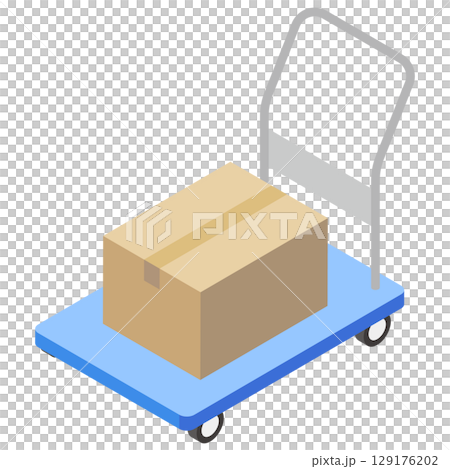 運載紙板箱的推車的插圖 運載紙板箱的推車的插圖 129176202
